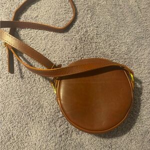 Portland Leather small circle crossbody in cognac